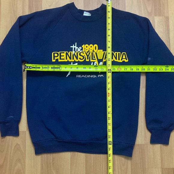 Vintage 1990 Fruit Of The Loom Blue Sweatshirt Crewneck Men L Made in USA - Picture 6 of 6